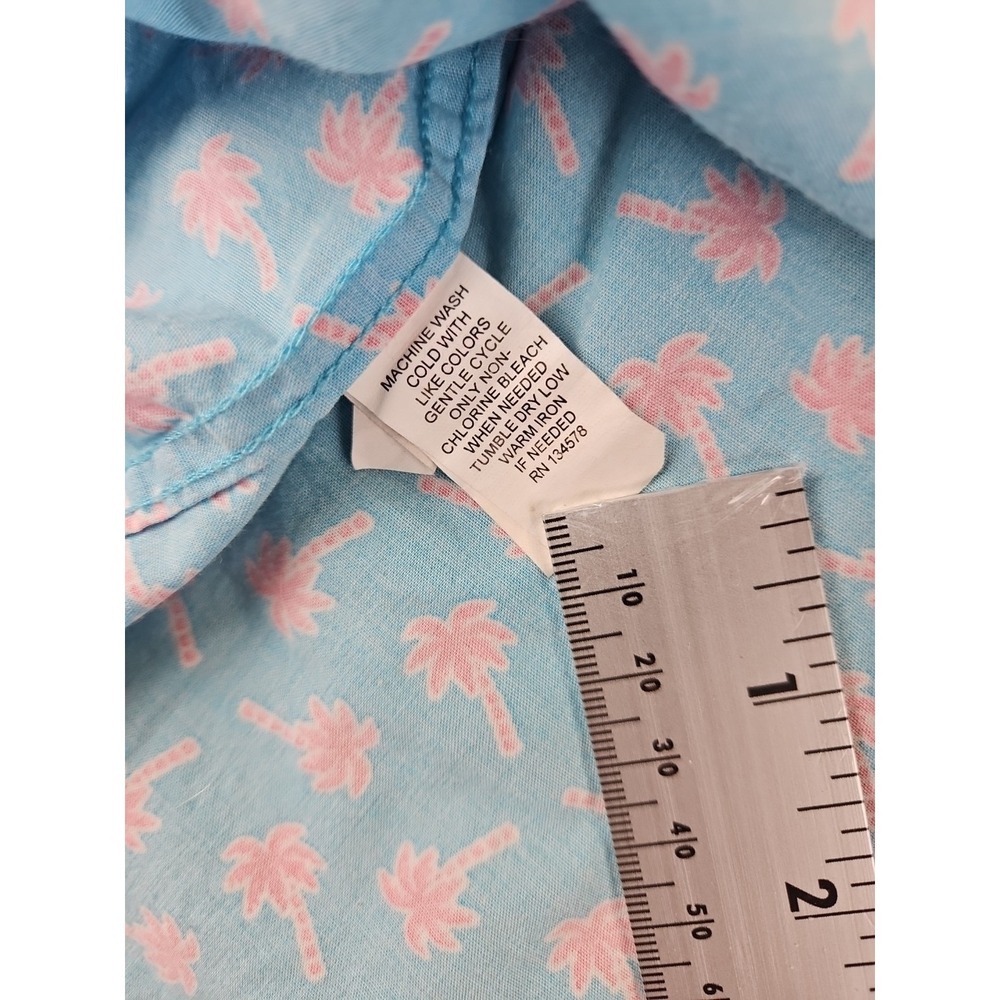 Vineyard Vines Mens L Slim Fit Whale Shirt Blue Pink PalmTrees Short Sleeve 1392 - Picture 12 of 13